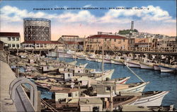 Fisherman's Wharf, showing Telegraph Hill San Francisco, CA Postcard Postcard
