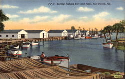 Shrimp Fishing Port and Fleet Postcard
