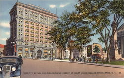 Security Mutual Building showing Library at Court House Square Postcard