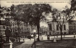 View from Court House showing First National Bank Building Postcard