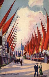 Avenue of Flags - Chicago 1933 International Exposition Postcard