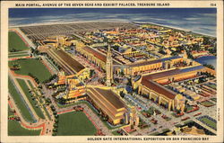 Main Portal, Avenue of the Seven Seas and Exhibit Palaces, Treasure Island San Francisco, CA 1939 San Francisco Exposition Postc Postcard