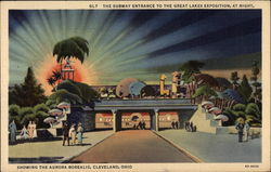 The Subway Entrance to the Great Lakes Exposition at night Cleveland, OH Postcard Postcard
