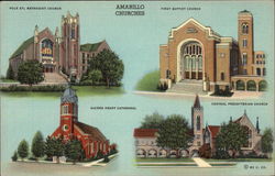 Amarillo Churches Texas Postcard Postcard