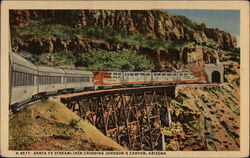 Santa Fe Streamliner crossing Johson's Canyon Postcard