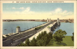 West Boston Bridge, Charles River Basin Postcard