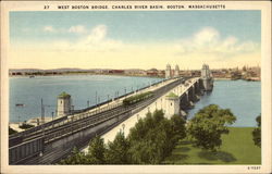 West Boston Bridge, Charles River Basin Massachusetts Postcard Postcard