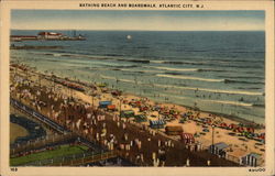Bathing Beach and Boardwalk Postcard