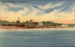 Beach and Pavilion Narragansett, RI Postcard Postcard