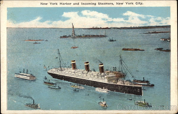 New York Harbor and incoming steamers