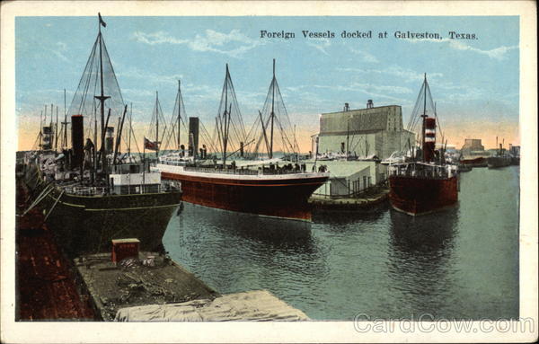 Foreign Vessels Docked at Galveston, Texas