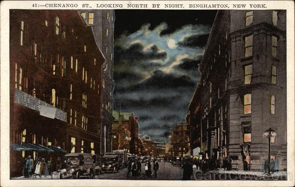 Chenango Street, Looking North by Night Binghamton New York