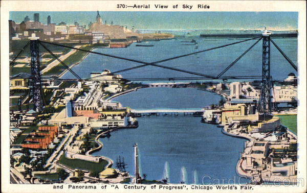 Aerial View of Sky Ride - Chicago World's Fair 1933 Chicago World Fair