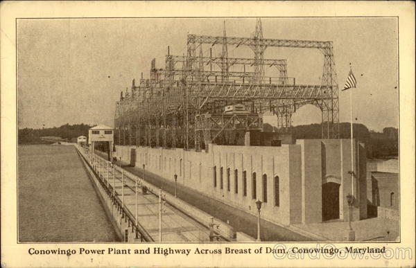 Conowingo Power Plant and Highway Across Breast of Dam Maryland