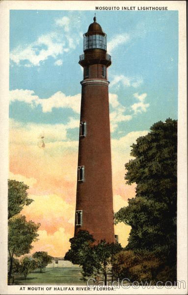 Mosquito Inlet Lighthouse at mouth of Halifax River Ponce Inlet Florida