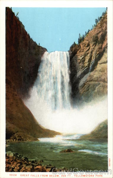 Great Falls from below, 308ft Yellowstone National Park