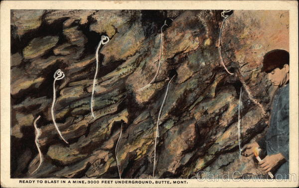 Ready to Blast in a Mine, 3000 Feet Underground Butte Montana