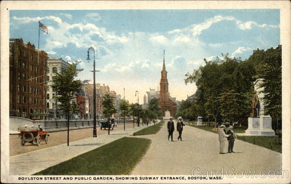 Boylston Street and Public Garden, Showing Subway Entrance Boston Massachusetts