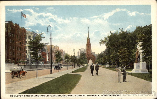 Boylston Street and Public Garden, showing Subway Entrance Boston Massachusetts
