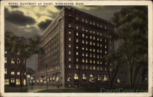 Hotel Bancroft at Night Worcester Massachusetts