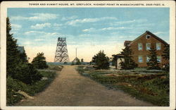 Tower and Summit House, Mount Greylock Adams, MA Postcard Postcard