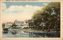 Wesley Lake, Evening Shadows Ocean Grove, NJ Postcard Postcard