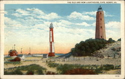 The Old and New Lighthouse Cape Henry, VA Postcard Postcard