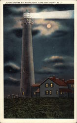 Light House by Moonlight Cape May Point, NJ Postcard Postcard