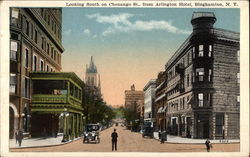 Looking South on Chenango St., from Arlington Hotel Postcard