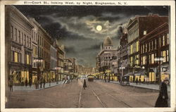 Court St. Looking West by Night Postcard
