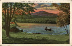 Sunset on Chenango River Postcard