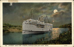 Steamer "New York" Passing through Cape Cod Canal Postcard