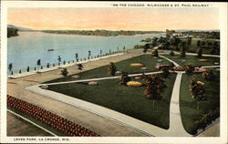 Levee Park - "On the Chicago, Milwaukee & St. Paul Railway" Postcard