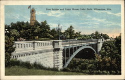 Lion Bridge and Light House - Lake Park Postcard