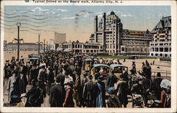 Typical Crowd on the Board Walk Atlantic City, NJ Postcard Postcard