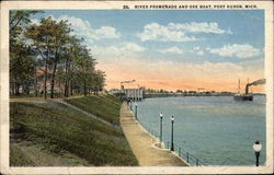 River Promenade and Ore Boat Postcard