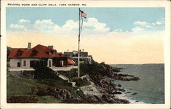Reading Room and Cliff Walk York Harbor, ME Postcard Postcard