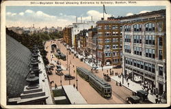 Boylston Street Showing Entrance to Subway Postcard