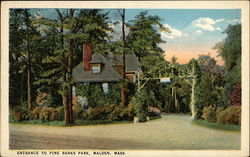 Entrance to Pine Banks Park Malden, MA Postcard Postcard