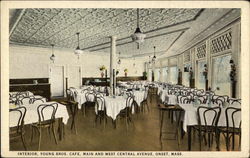 Interior, Young Brothers Cafe, Main and West Central Avenue Onset, MA Postcard Postcard