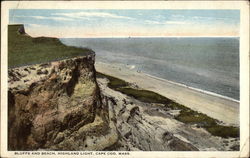 Bluffs and Beach, Highland Light North Truro, MA Postcard Postcard