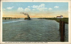 Life Saving Station at Eastern Entrance to Cape Cod Canal Massachusetts Postcard Postcard