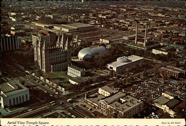 Aerial View of Temple Square Salt Lake City Utah