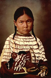 Shy Little Cheyenne Maid with her doll Native Americana