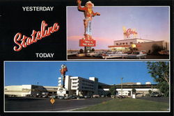 The Stateline Hotel and Casino Yesterday and Today Nevada Postcard Postcard