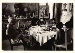 Pablo Picasso and Family 1957 Postcard