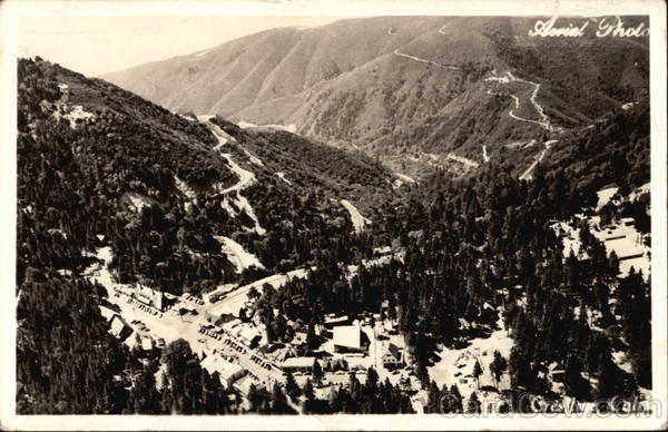 Aerial View of Town in Mountains Crestline California