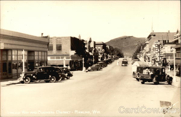 Looking Up Main Street, Business District Rawlins Wyoming