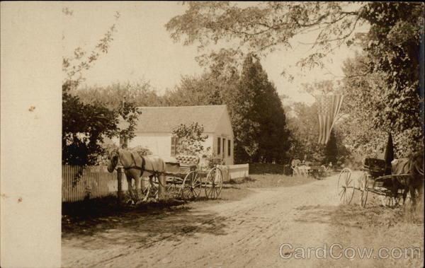 Horse Drawn Buggies on Street Harmony Rhode Island