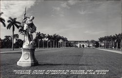 Ringling Plaza Approach to Ringling Art Museum Showing Statue of Neptune Sarasota, FL Postcard Postcard